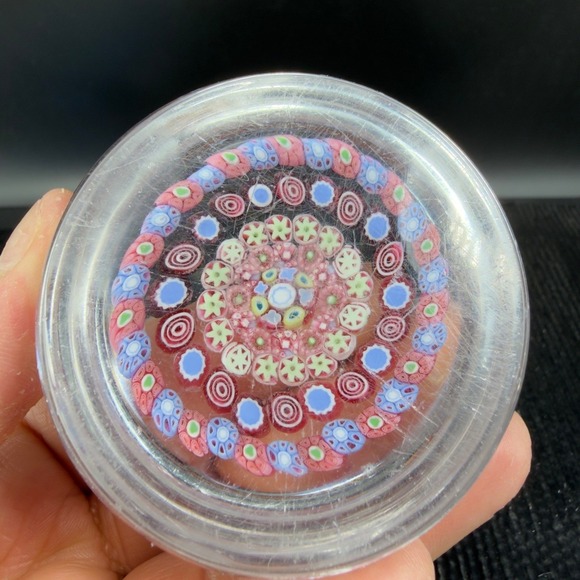Baccarat Millefiori Art Glass Paperweight Concentric Floral Murrine Pink RARE - Picture 12 of 16